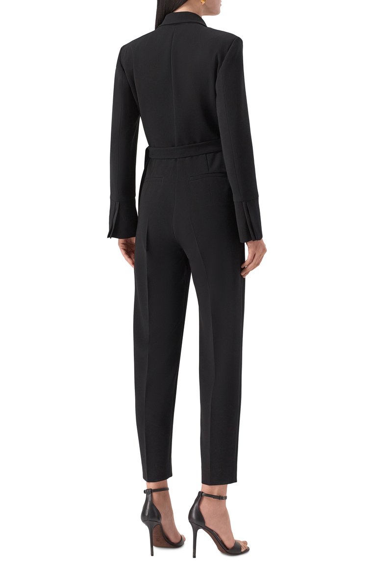 Женский комбинезон WEEKEND MAX MARA черного цвета, арт. BAVIERA | Фото 4 (Рукава: Длинные; �Материал внешний: Синтетический материал; Длина (брюки, джинсы): Стандартные; Случай: Повседневный; Стили: Кэжуэл; Женское Кросс-КТ: Комбинезон-одежда)
