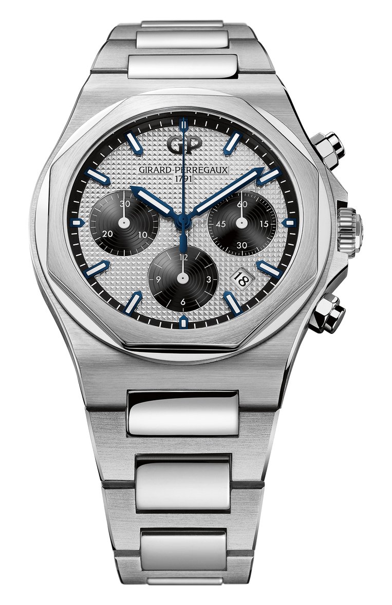 Мужские часы laureato chronograph GIRARD-PERREGAUX бесцветного цвета, арт. 81020-11-131-11A | Фото 1 (Материал корпуса: Сталь; Цвет циферблата: Серебристый; Механизм: Автомат; Нос: Не проставлено; Региональные ограничения белый список (Axapta Mercury): Не проставлено; Ограничения доставки: m-style)