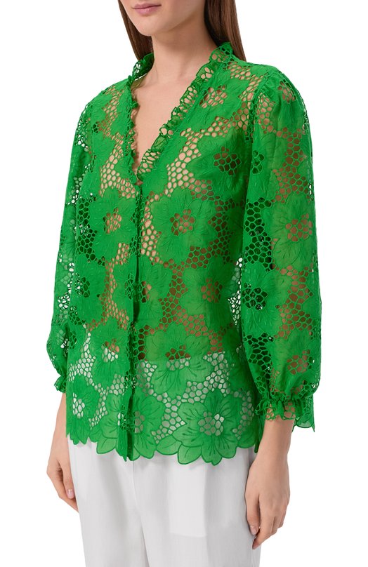 Хлопковая блузка Vika Gazinskaya SS26-12236 Зелёный  SS26-12236 Фото 3