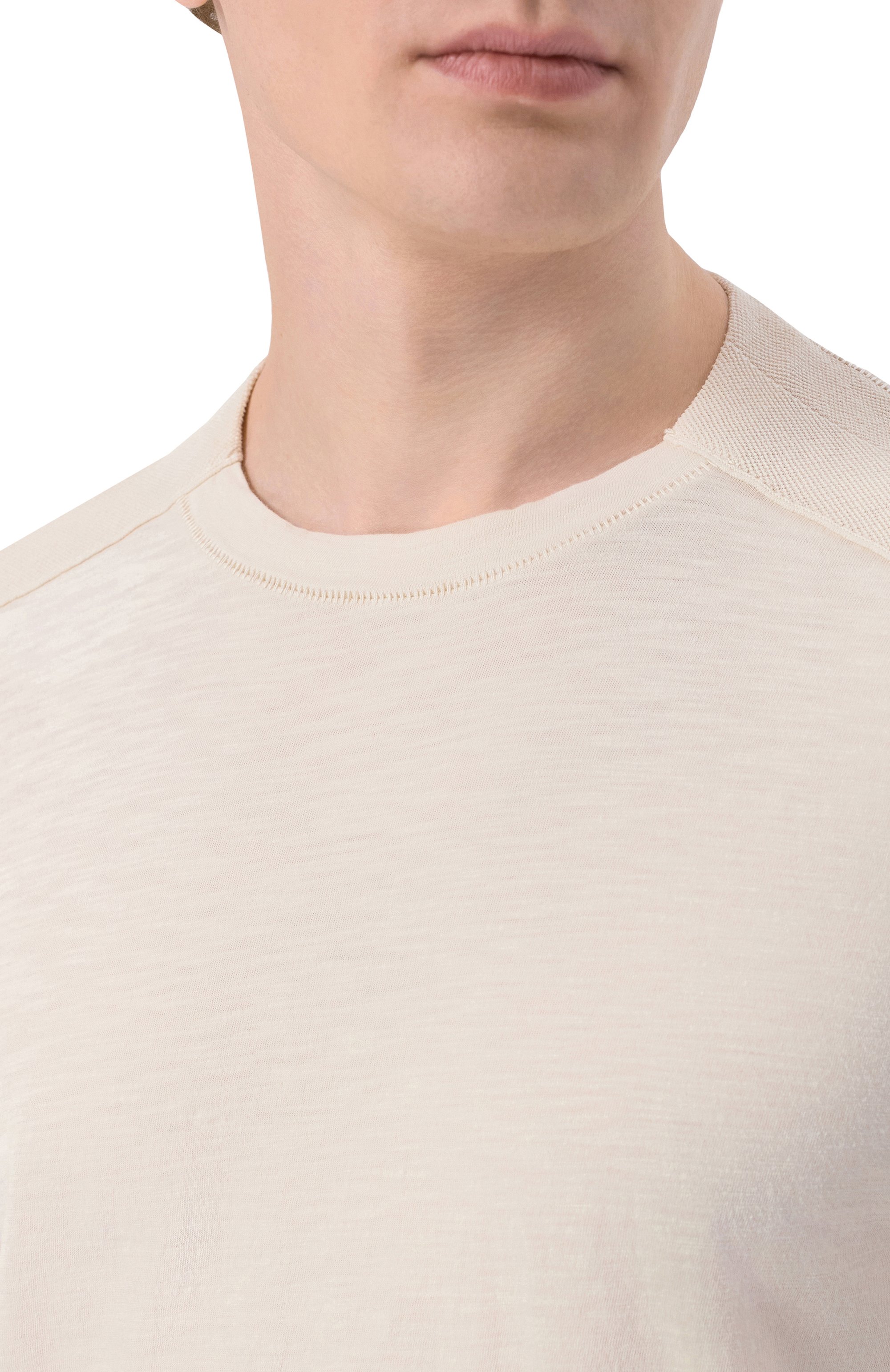 Футболка из хлопка и льна TRANSIT светло-серого цвета по цене 19950 руб., арт. CFUTRC5400, фото 5 Футболка из хлопка и льна TRANSIT, арт. CFUTRC5400, фото 5