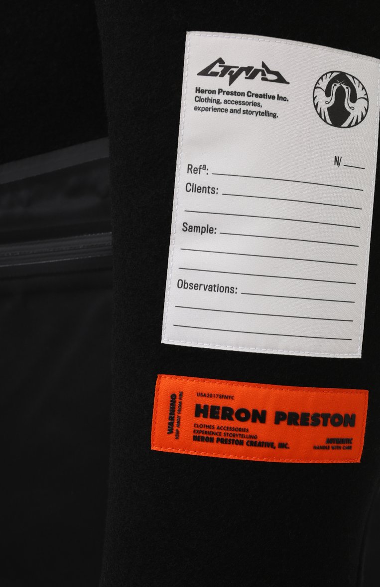 Мужской шерстяной бушлат HERON PRESTON черного цвета, арт. HMEA047F20FAB0021000 | Фото 6 (Материал подклада: Вискоза; Рукава: Длинные; Материал внешний: Шерсть; Длина (верхняя одежда): Короткие; Мужское Кросс-КТ: Верхняя одежда, пальто-верхняя одежда; Стили: Кэжуэл; Материал сплава: Проставлено; Драгоценные камни: Проставлено; 1-2-бортные: Двубортные)