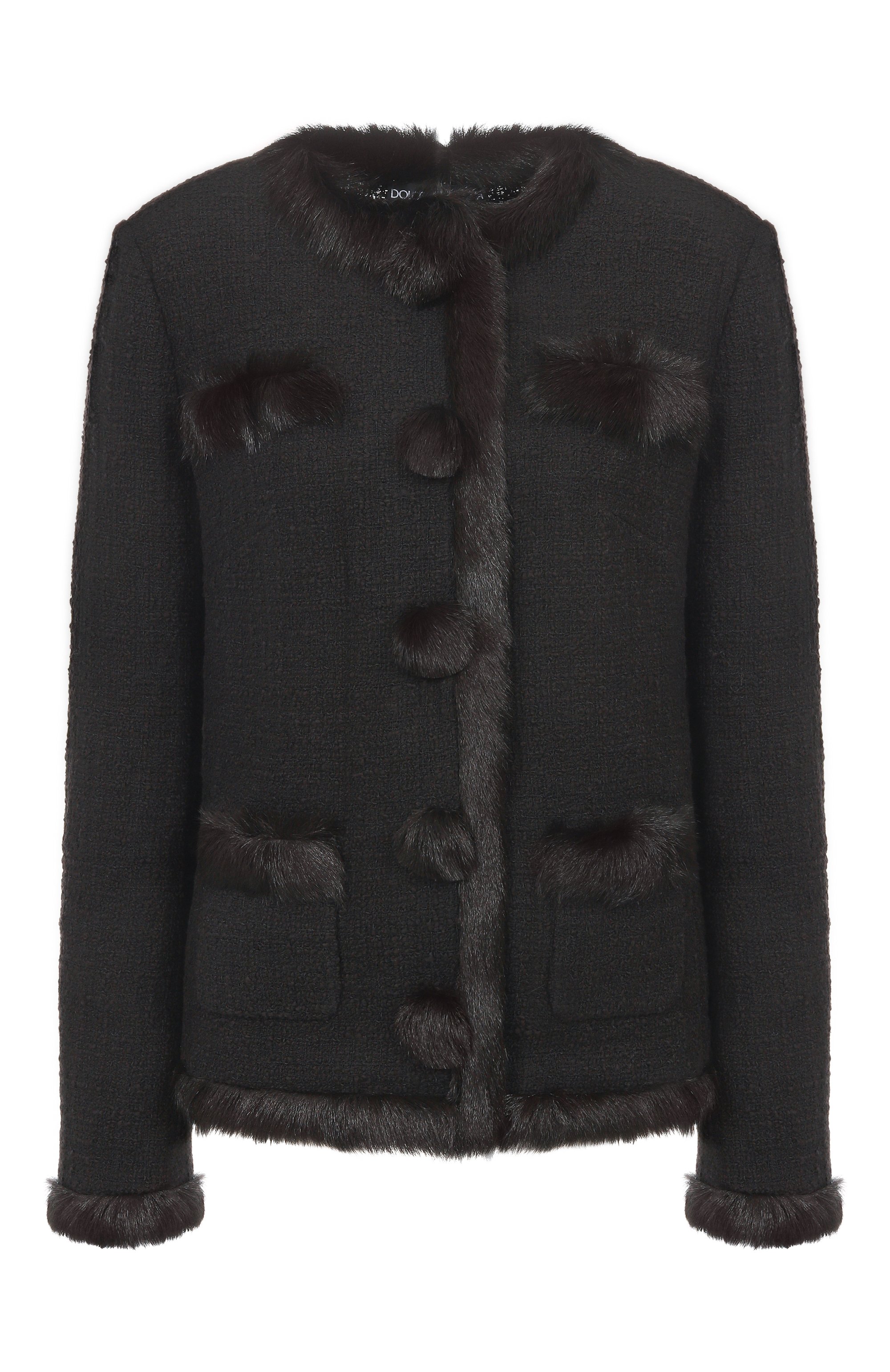 Твидовый жакет с отделкой из козы DOLCE & GABBANA, арт. F27HIZ/HUMJK, фото 1