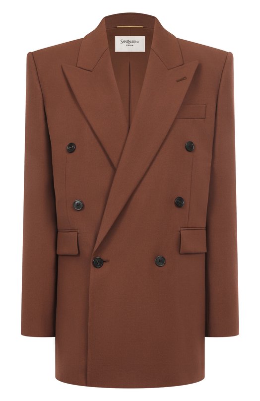 Шерстяной жакет Saint Laurent 823616/Y405W Коричневый 823616/Y405W