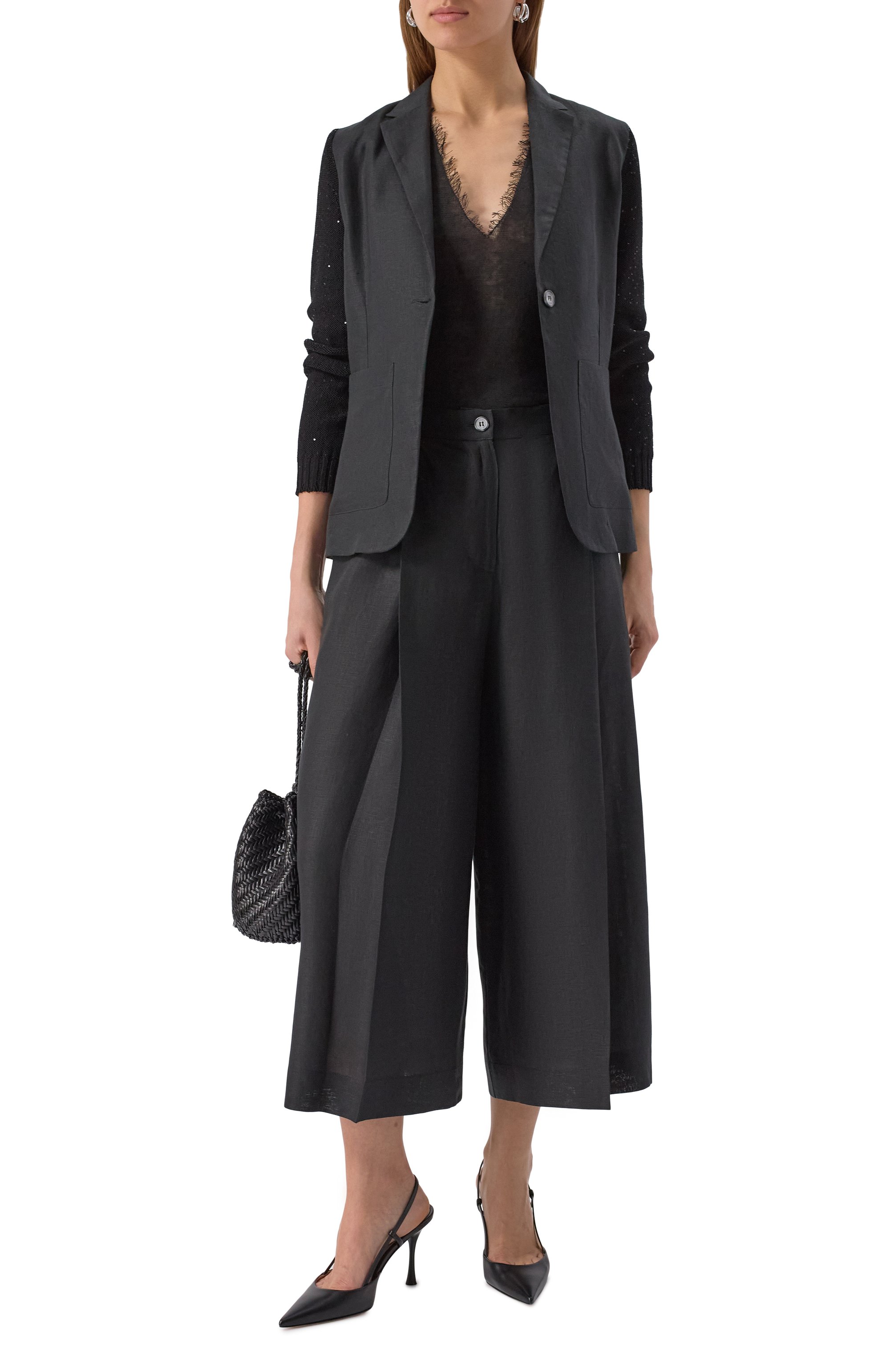 Льняной жакет GRAN SASSO черного цвета по цене 63900 руб., арт. 13217/32417, фото 2 Льняной жакет GRAN SASSO, арт. 13217/32417, фото 2