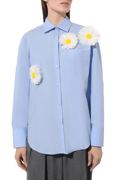 Хлопковая рубашка MSGM голубого цвета по цене 39300 руб., арт. 3641MDE20X/247101, фото 3 Хлопковая рубашка MSGM, арт. 3641MDE20X/247101, фото 3