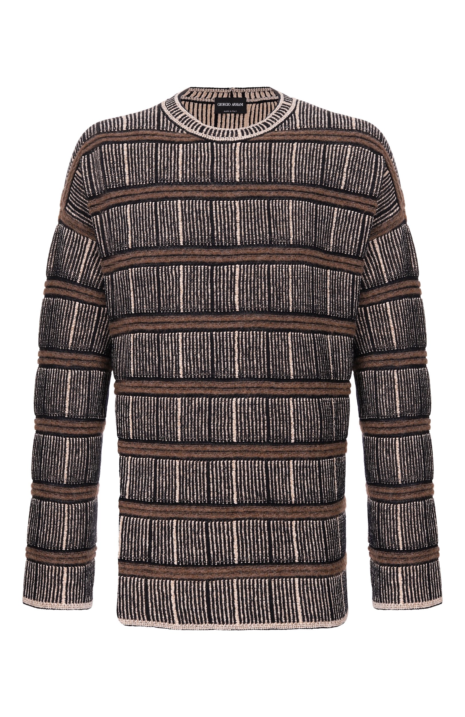 Свитер из шелка и шерсти GIORGIO ARMANI разноцветного цвета по цене 212500 руб., арт. GM004438/AF30091, фото 1 Свитер из шелка и шерсти GIORGIO ARMANI, арт. GM004438/AF30091, фото 1