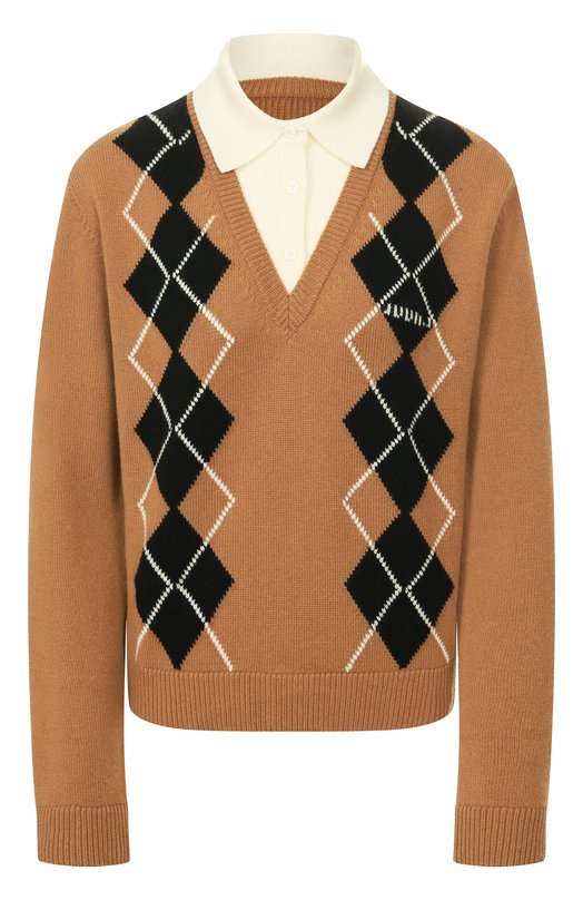 Пуловер из шерсти и кашемира Juun.J JW5X51W04 Коричневый JW5X51W04