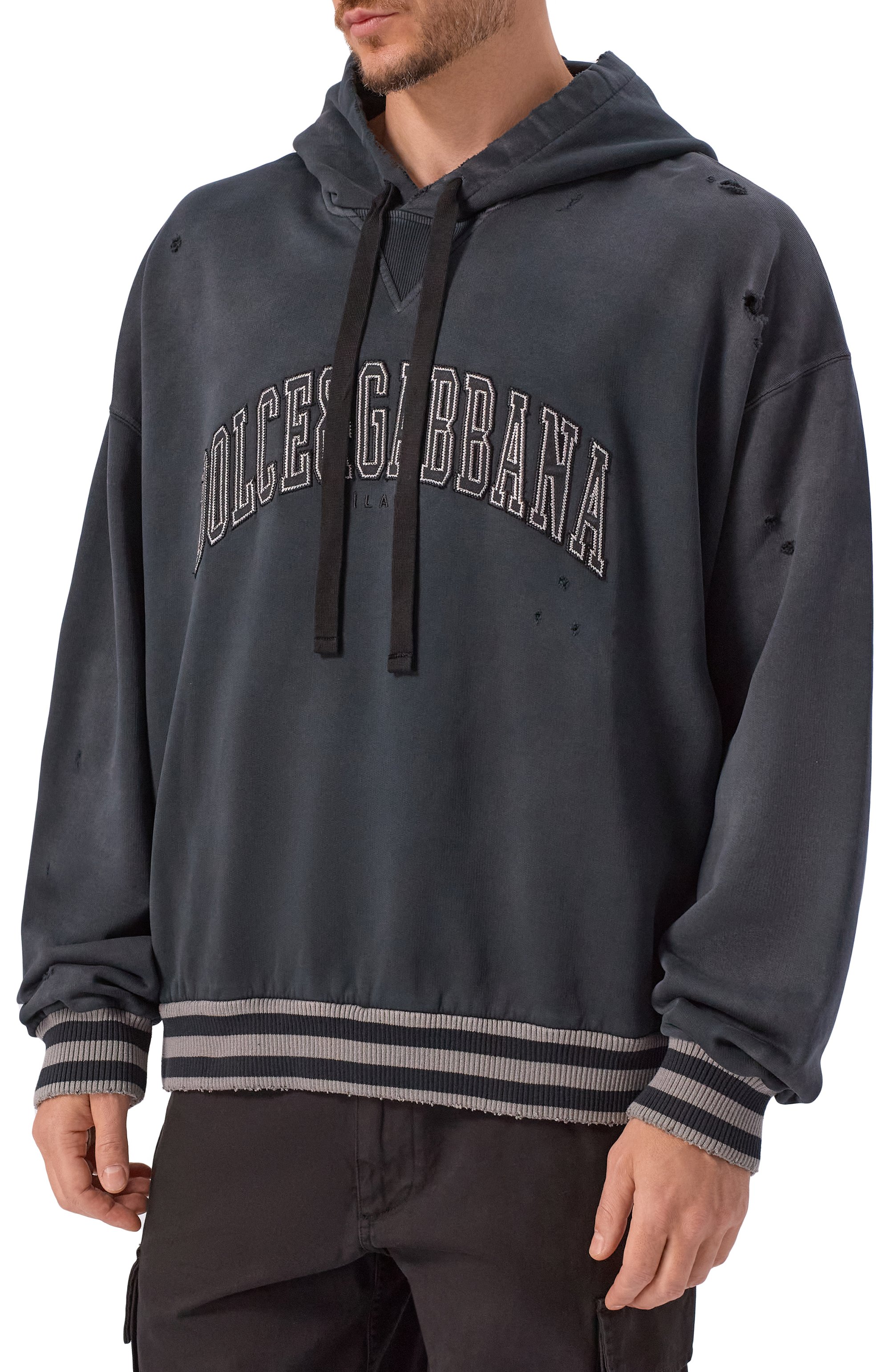 Хлопковое худи DOLCE & GABBANA темно-серого цвета по цене 119000 руб., арт. G9CACZ/G7N3T, фото 3 Хлопковое худи DOLCE & GABBANA, арт. G9CACZ/G7N3T, фото 3