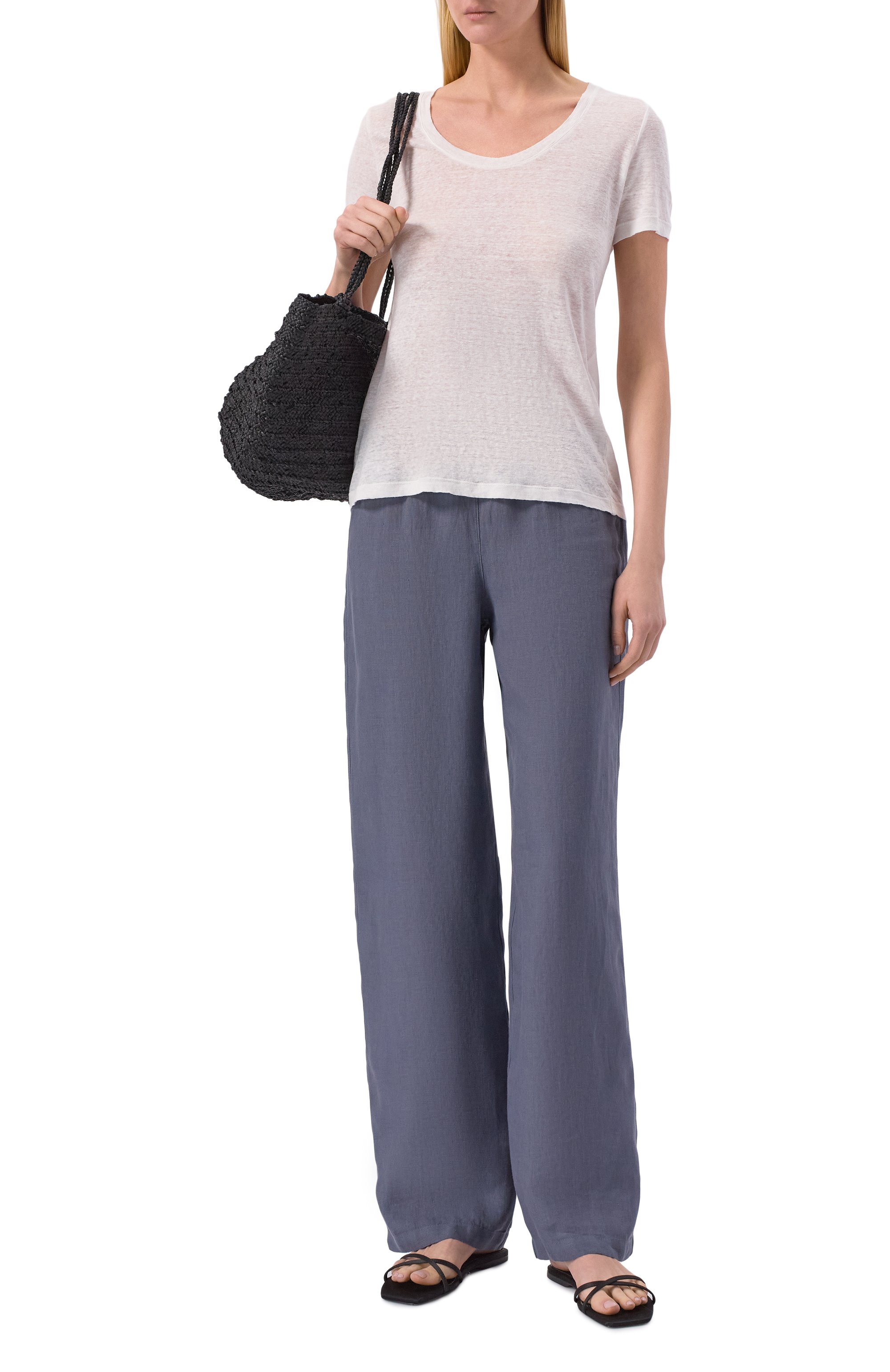 Льняные брюки 120% LINO темно-серого цвета по цене 27800 руб., арт. 33ALIW2145/0000115, фото 2 Льняные брюки 120% LINO, арт. 33ALIW2145/0000115, фото 2