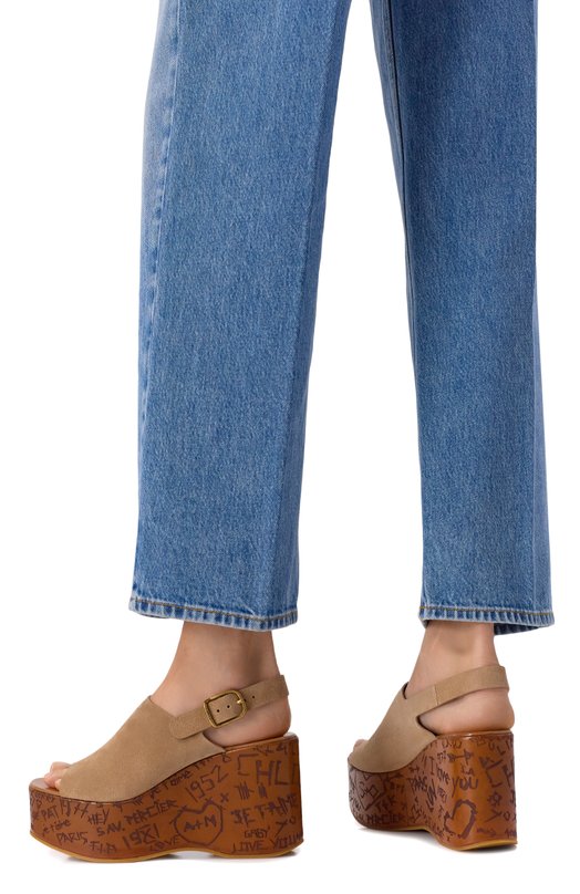 Замшевые босоножки Maxime Chloé CH25A10GRY Бежевый  CH25A10GRY Фото 2