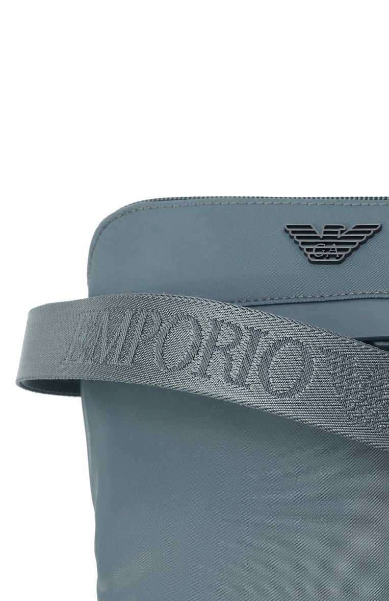 Мужская сумка EMPORIO ARMANI бирюзового цвета, арт. EM001807/AF13454 | Фото 3 (Ремень/цепочка: На ремешке; Автоматизация состава: Проставлено; Автоматизация ТО: Проставлено; Размер: small; Материал: Текстиль)