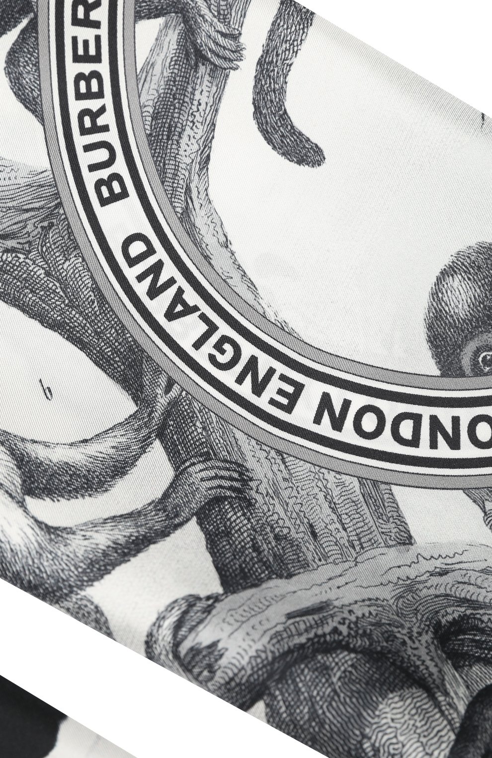 Шелковый шарф BURBERRY черно-белого цвета по цене 59850 руб., арт. 8029398, фото 2 Шелковый шарф BURBERRY, арт. 8029398, фото 2