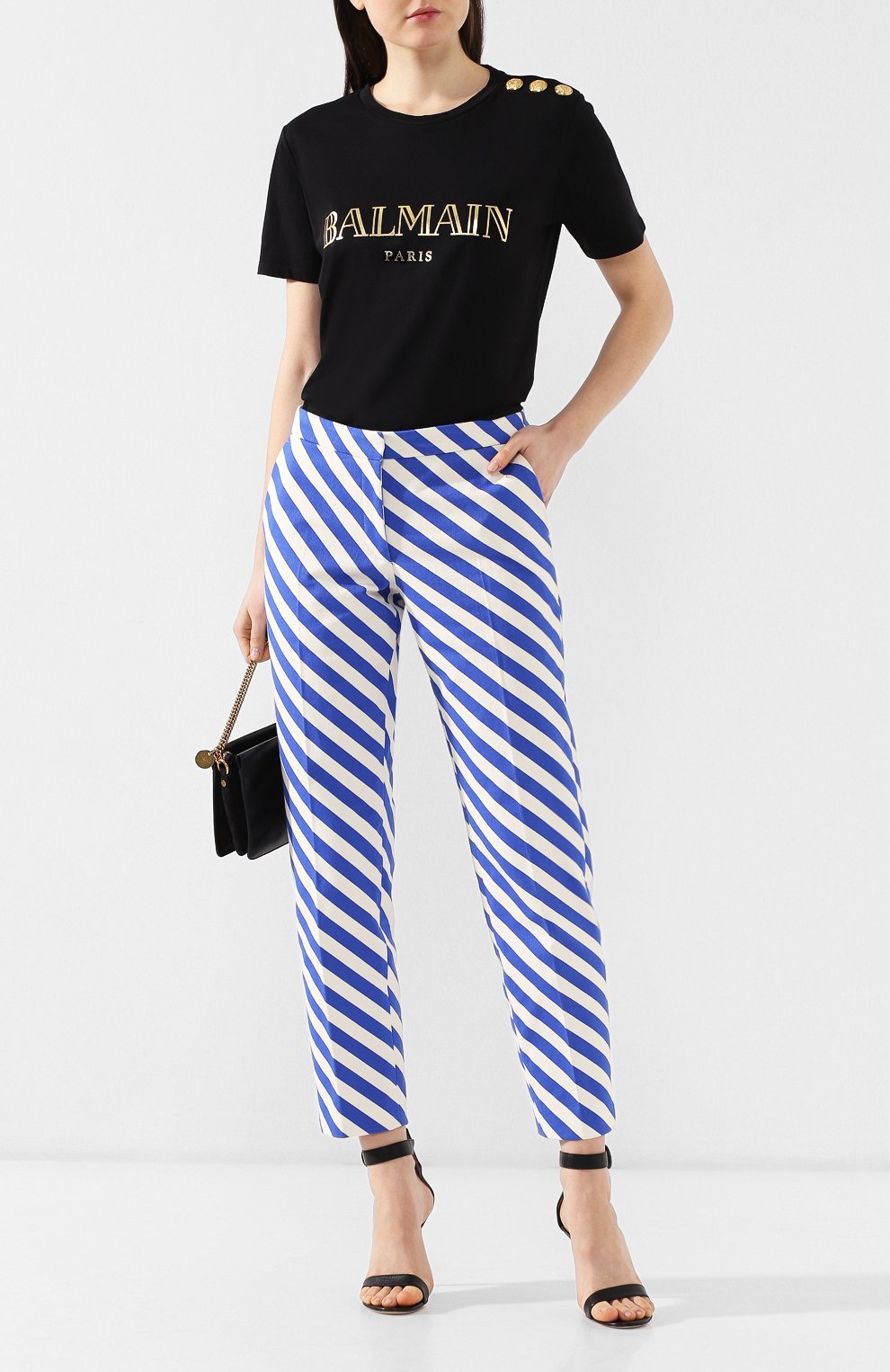 Хлопковая футболка BALMAIN черного цвета по цене 32950 руб., арт. RF11077/I042, фото 2 Хлопковая футболка BALMAIN, арт. RF11077/I042, фото 2