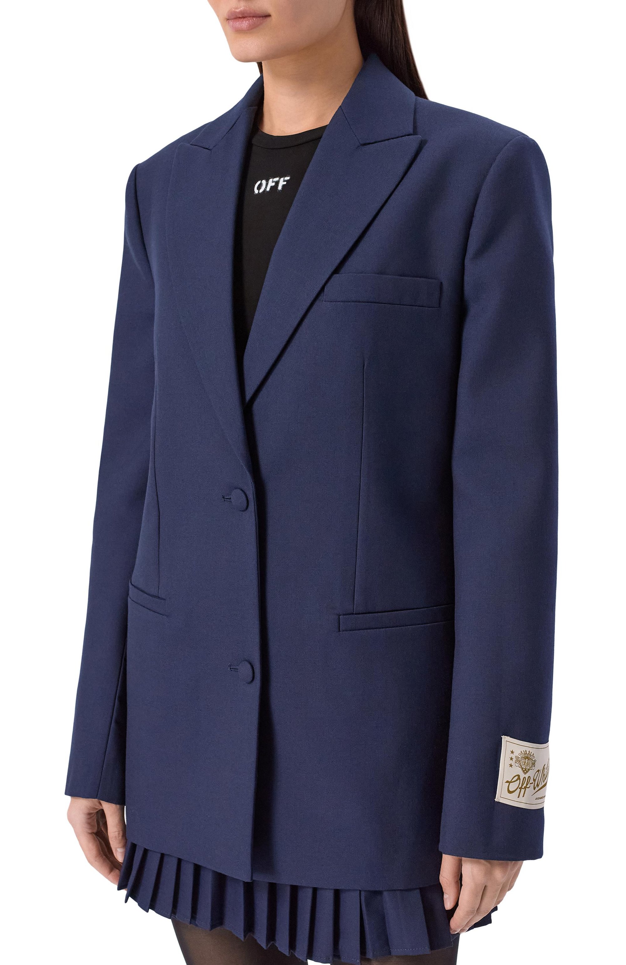 Жакет из шерсти и лиоцелла OFF-WHITE, арт. 0WEF099F25FAB001/W0 GAB LABEL C0RP T0MB0Y JKT, фото 3