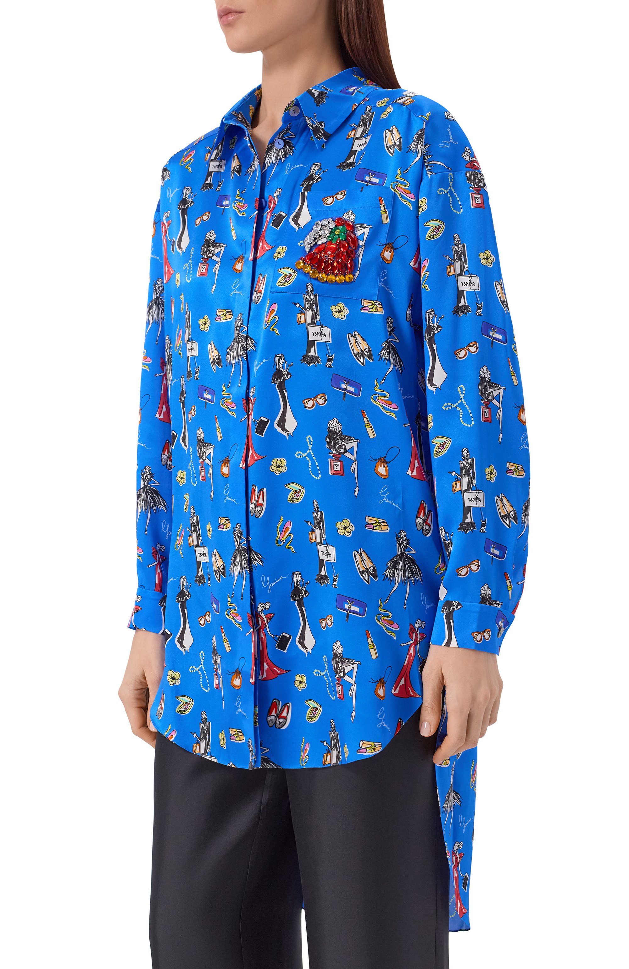 Атласная рубашка YANINA, арт. T-3122, фото 3