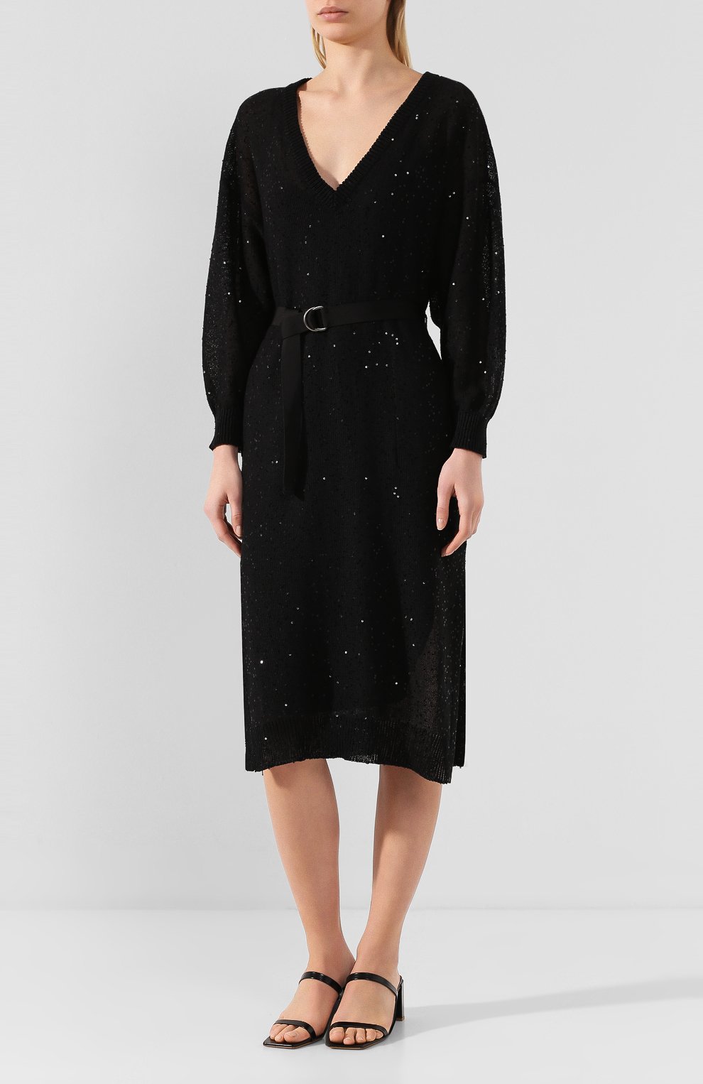 Платье из смеси льна и шелка BRUNELLO CUCINELLI, арт. M10552A92, фото 3