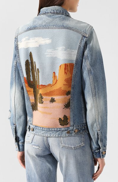 Джинсовая куртка ALANUI голубого цвета по цене 120500 руб., арт. LWYE001R19027040, фото 4 Джинсовая куртка ALANUI, арт. LWYE001R19027040, фото 4