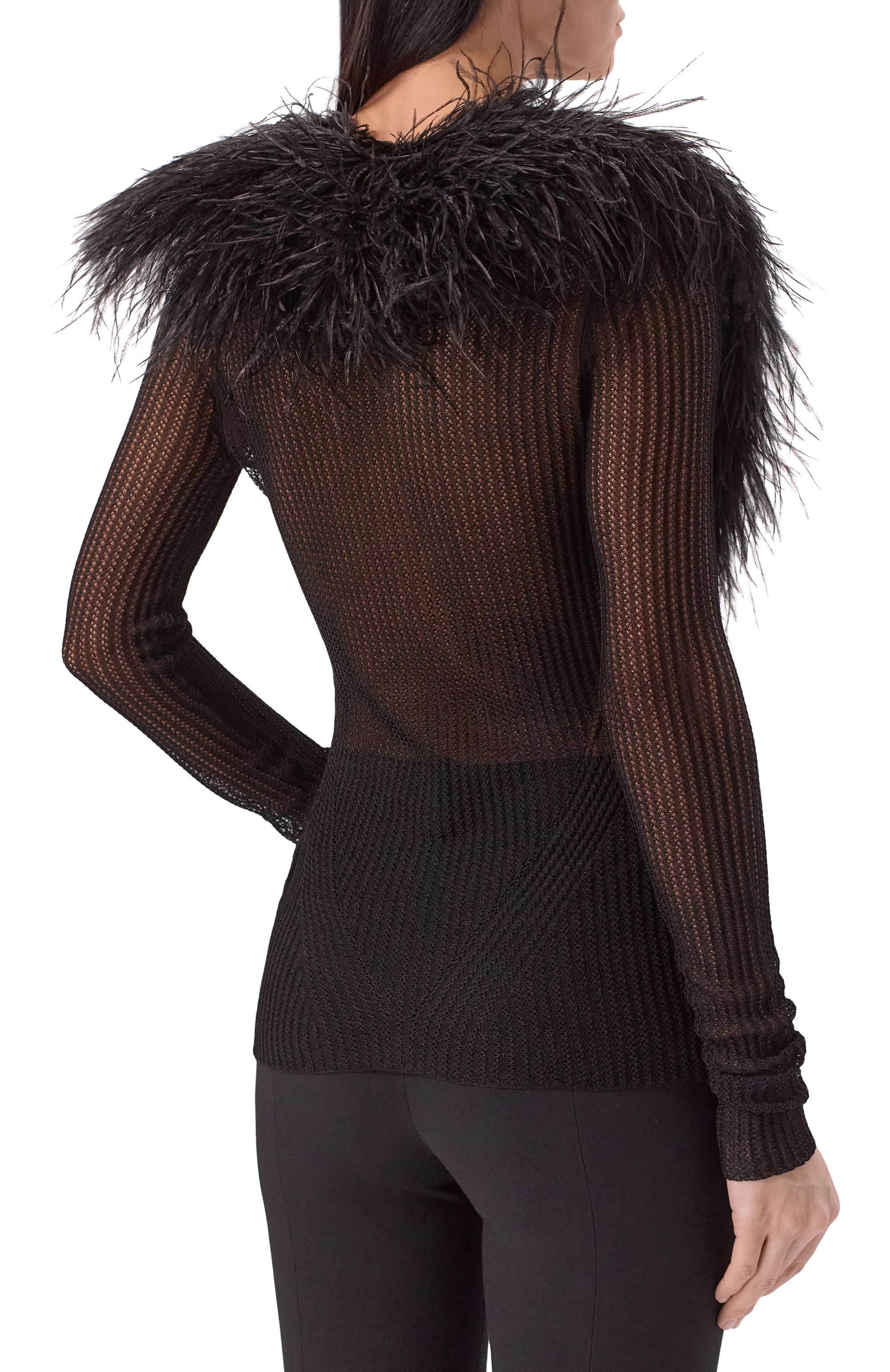 Кардиган с отделкой перьями страуса BLUMARINE, арт. 2M659A, фото 4