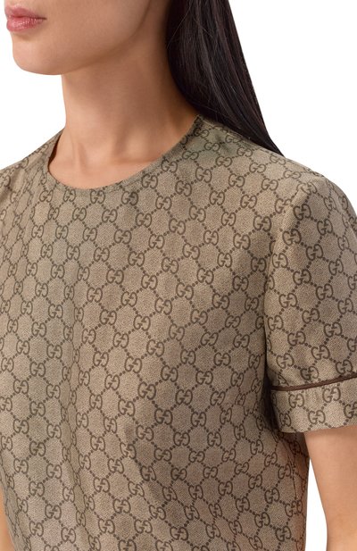 Шелковый топ GUCCI темно-бежевого цвета по цене 106500 руб., арт. 772401/ZANRP, фото 5 Шелковый топ GUCCI, арт. 772401/ZANRP, фото 5
