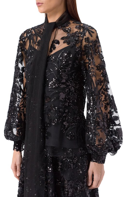 Блузка с отделкой пайетками Zuhair Murad RBL26050/TUEM016 Чёрный  RBL26050/TUEM016 Фото 3