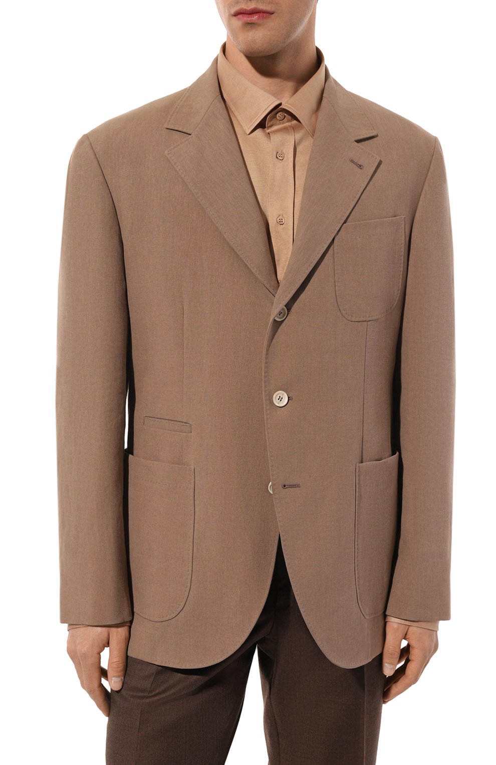 Льняной пиджак BRUNELLO CUCINELLI темно-бежевого цвета по цене 451500 руб., арт. MW4317BND, фото 4 Льняной пиджак BRUNELLO CUCINELLI, арт. MW4317BND, фото 4