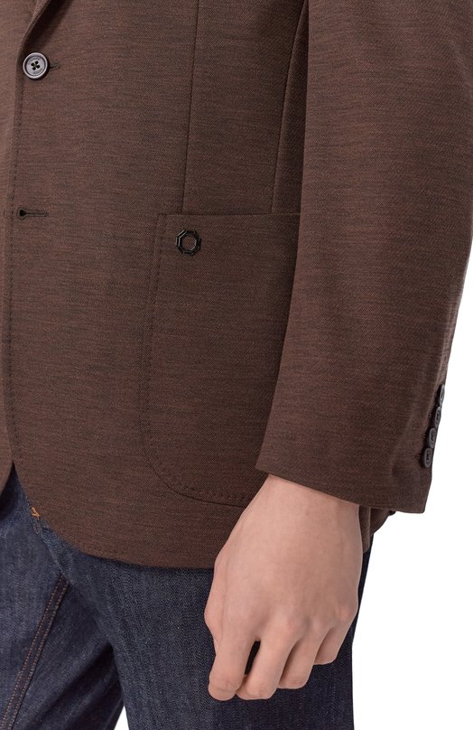 Пиджак из шерсти и шелка Stefano Ricci M1RMM22TA0/CM09HA Коричневый  M1RMM22TA0/CM09HA Фото 6