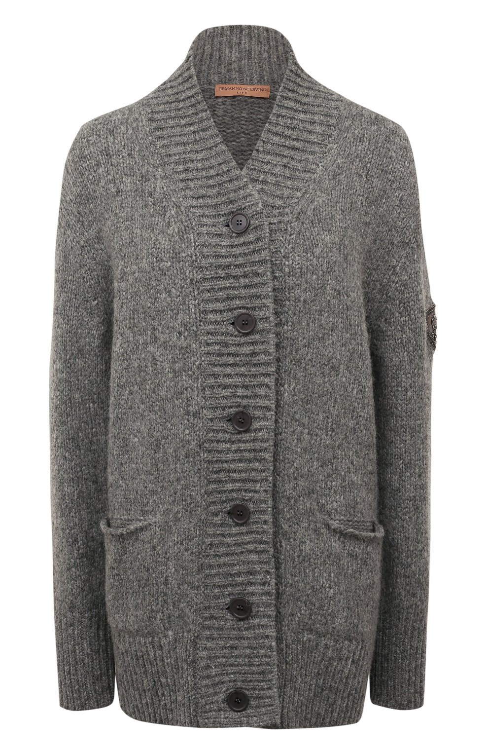 Кардиган ERMANNO SCERVINO серого цвета по цене 92050 руб., арт. D414M505CBBBN, фото 1 Кардиган ERMANNO SCERVINO, арт. D414M505CBBBN, фото 1