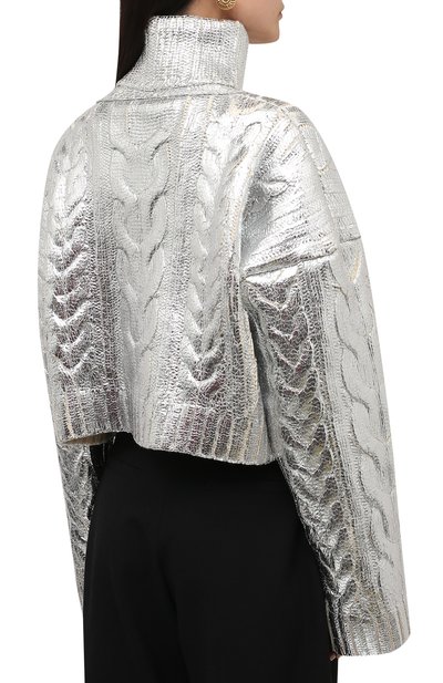 Свитер из шерсти и лиоцелла BALMAIN серебряного цвета по цене 178500 руб., арт. WF0KI000/K313, фото 4 Свитер из шерсти и лиоцелла BALMAIN, арт. WF0KI000/K313, фото 4