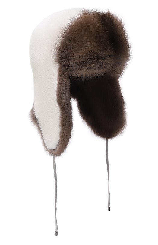 Меховая шапка-ушанка из норки и соболя VICTORIA KUSENKOVA 091703631094 Белый 091703631094