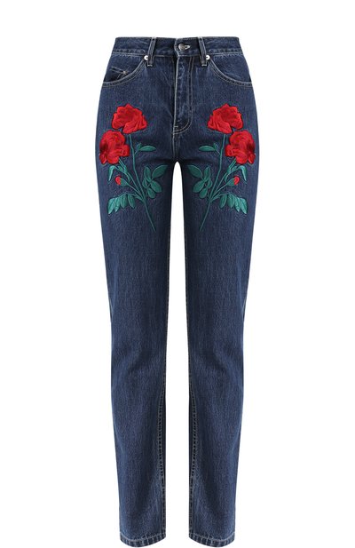Джинсы с завышенной талией и цветочной вышивкой ADAM SELMAN, арт. 15221DE, фото 1