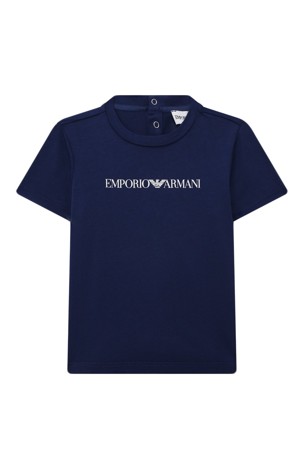 Хлопковая футболка EMPORIO ARMANI синего цвета по цене 6600 руб., арт. 8NHTN5/1JPZZ, фото 1 Хлопковая футболка EMPORIO ARMANI, арт. 8NHTN5/1JPZZ, фото 1