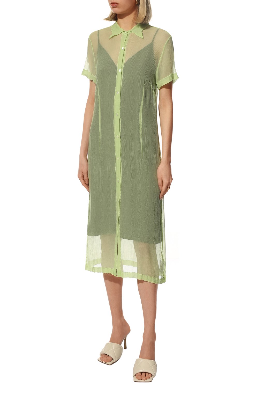 Шелковое платье DRIES VAN NOTEN зеленого цвета по цене 89950 руб., арт. 221-011088-4276, фото 3 Шелковое платье DRIES VAN NOTEN, арт. 221-011088-4276, фото 3