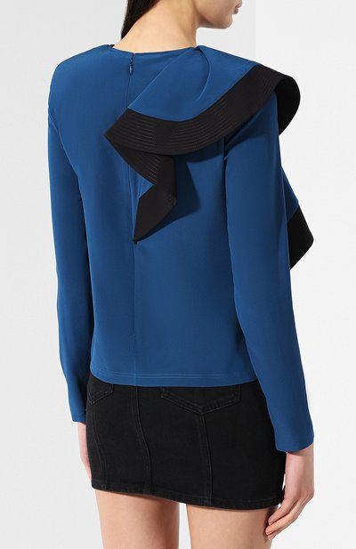 Шелковая блузка GIVENCHY синего цвета по цене 153000 руб., арт. BW60E510JX, фото 3 Шелковая блузка GIVENCHY, арт. BW60E510JX, фото 3