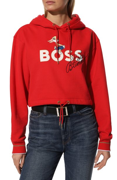 Хлопковое худи looney tunes x boss BOSS красного цвета по цене 16300 руб., арт. 50484939, фото 3 Хлопковое худи looney tunes x boss BOSS, арт. 50484939, фото 3