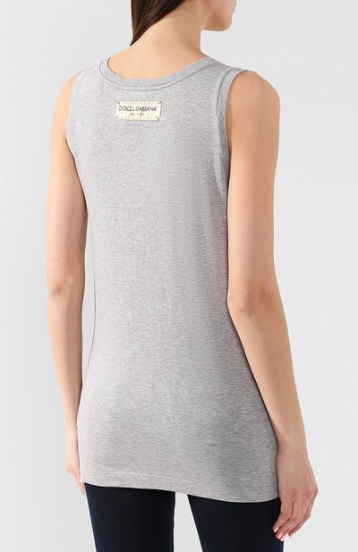 Хлопковая майка DOLCE & GABBANA серого цвета по цене 39950 руб., арт. F8K75Z/HH7MI, фото 4 Хлопковая майка DOLCE & GABBANA, арт. F8K75Z/HH7MI, фото 4