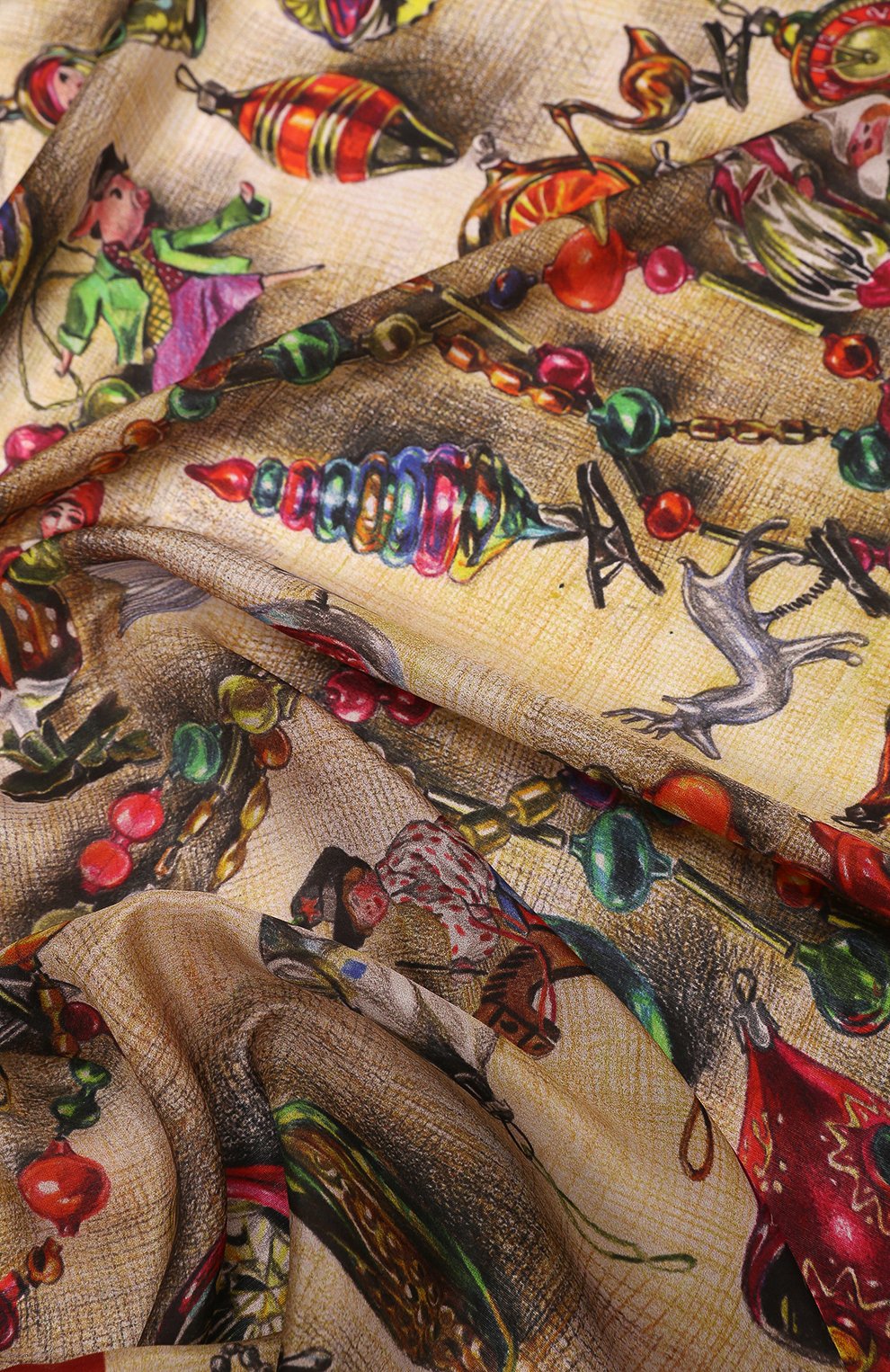 Шелковый платок новогодние игрушки GOURJI, арт. T23XMST7R/1, фото 4