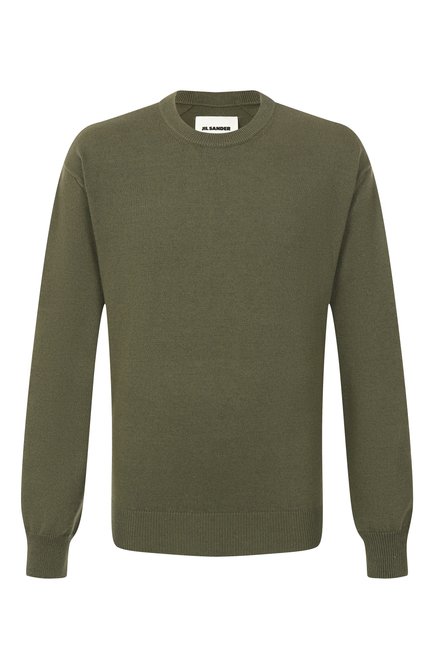 Мужской джемпер из кашемира и хлопка JIL SANDER зеленого цвета, арт. J23GP0105-J13271 | Фото 1 (Материал внешний: Кашемир, Хлопок, Шерсть; Драгоцен�ные камни: Проставлено; Рукава: Длинные; Длина (для топов): Стандартные; Материал сплава: Проставлено)