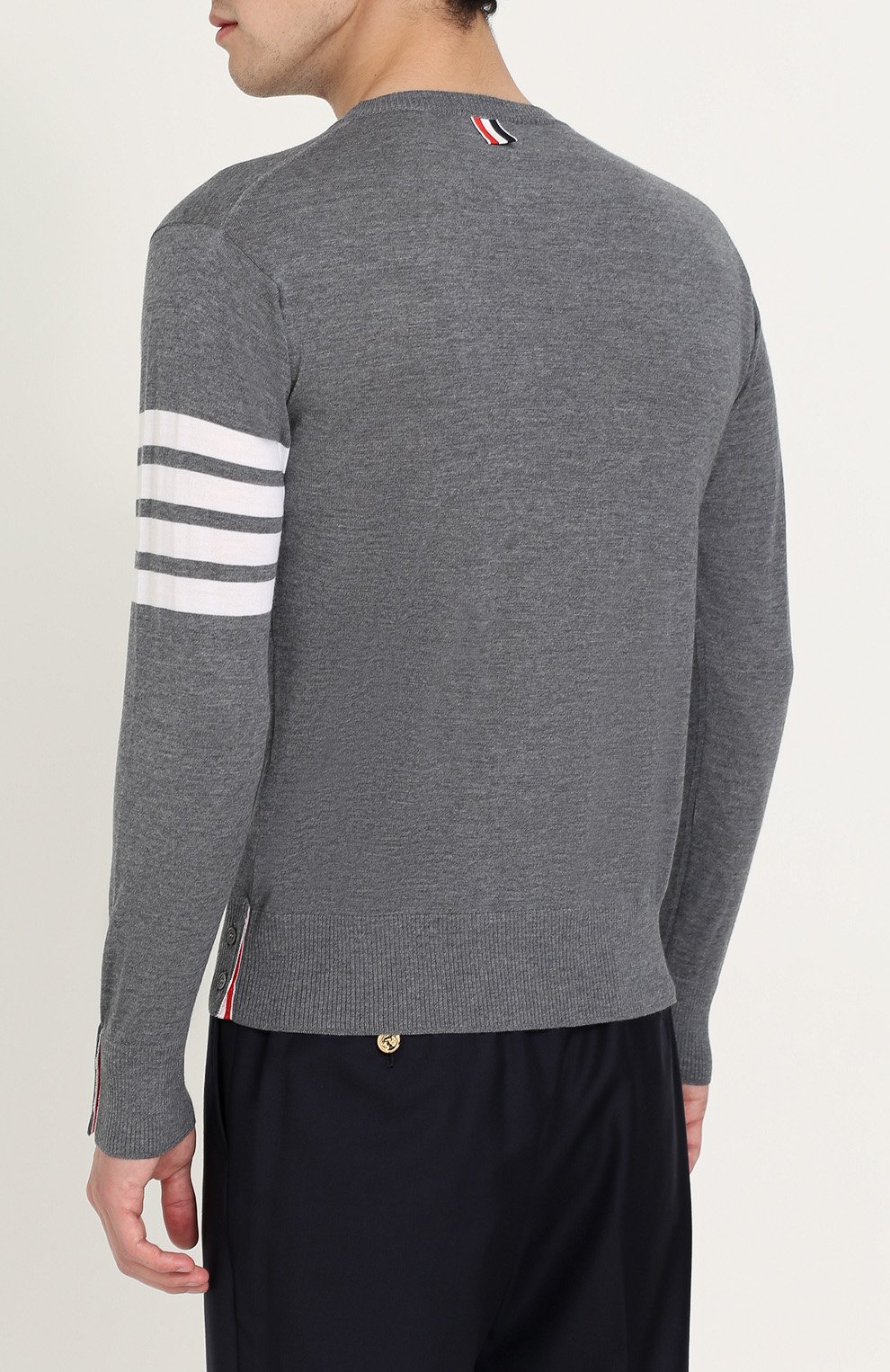 Шерстяной джемпер с контрастной отделкой и декоративными пуговицами THOM BROWNE, арт. MKA002A-00014, фото 4