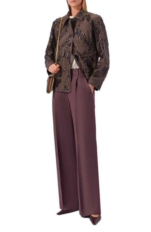 Брюки из вискозы и льна Brunello Cucinelli MH126P8884 Фиолетовый  MH126P8884 Фото 2