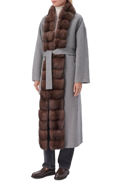 Кашемировое пальто с отделкой из соболя KITON серого цвета по цене 4865000 руб., арт. D62693K0576L, фото 3 Кашемировое пальто с отделкой из соболя KITON, арт. D62693K0576L, фото 3