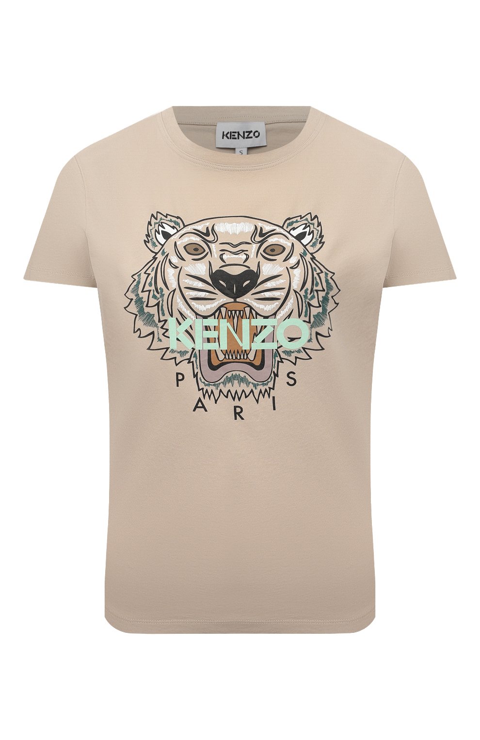 Хлопковая футболка KENZO бежевого цвета по цене 13800 руб., арт. FC52TS8464YM, фото 1 Хлопковая футболка KENZO, арт. FC52TS8464YM, фото 1