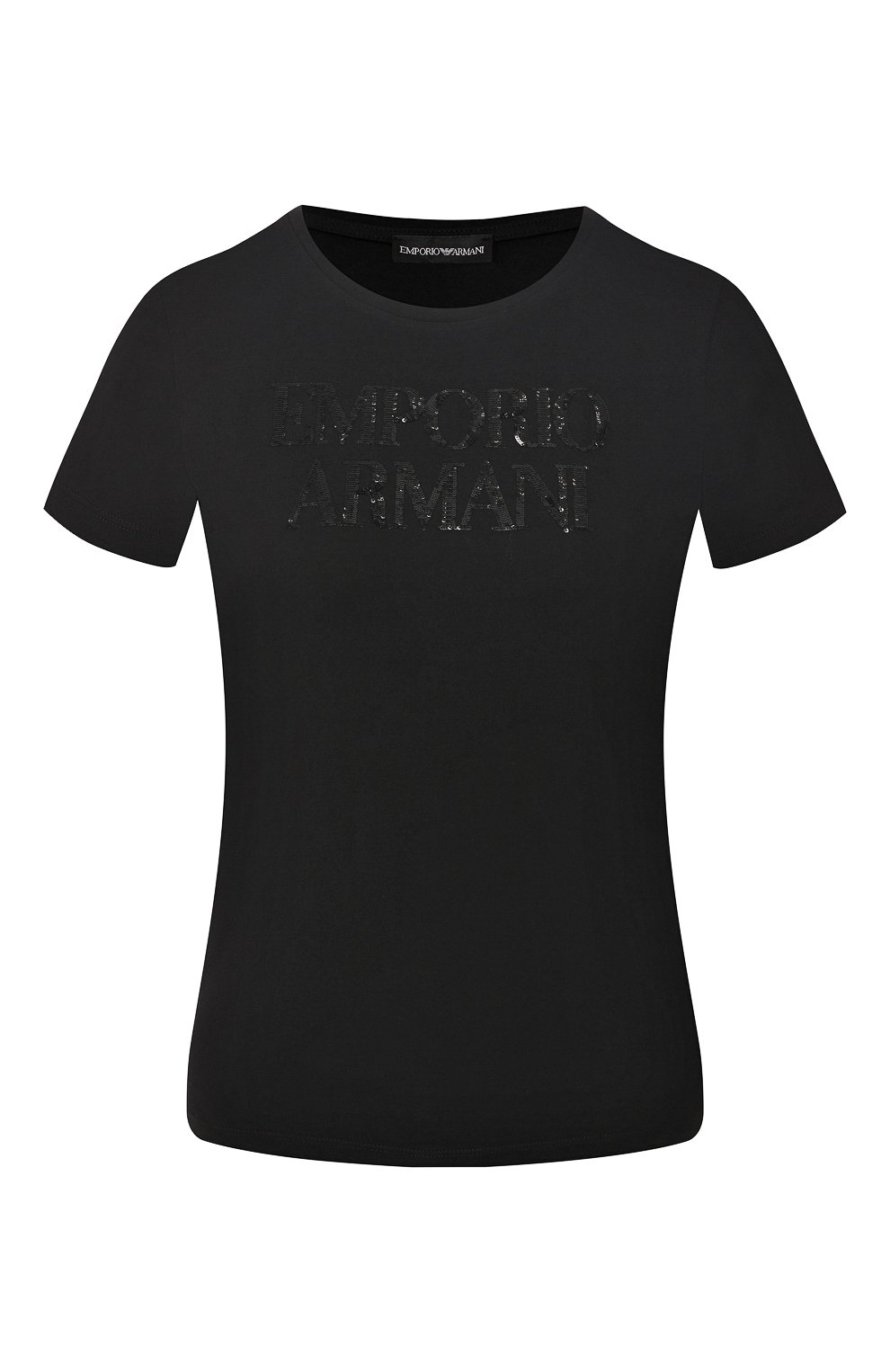 Хлопковая футболка EMPORIO ARMANI черного цвета по цене 11700 руб., арт. 3G2T86/2JQAZ, фото 1 Хлопковая футболка EMPORIO ARMANI, арт. 3G2T86/2JQAZ, фото 1