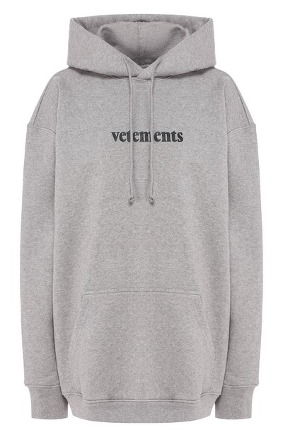 Женский хлопковое худи VETEMENTS, арт. SS20TR311 1620/W/GREY MELANGE