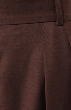 Женские шерстяные брюки LESYANEBO коричневого цвета, арт. SS24/H-807/Zig | Фото 5 (Силуэт Ж (брюки и джинсы): Широкие; Материал внешний: Шерсть; Длина (брюки, джинсы): Стандартные; Женское Кросс-КТ: Брюки-одежда; Материал сплава: Проставлено; Стили: Классический; Драгоценные камни: Проставлено; Материал подклада: Вискоза)