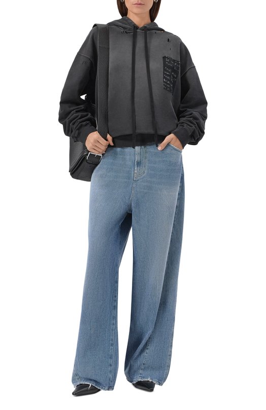 Хлопковое худи Ann Demeulemeester B0013229/FA639 Чёрный  B0013229/FA639 Фото 2