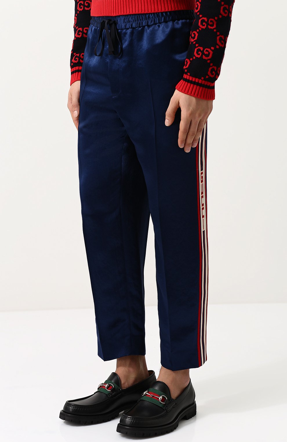 Укороченные брюки прямого кроя с контрастными лампасами GUCCI, арт. 495697/Z791A, фото 3