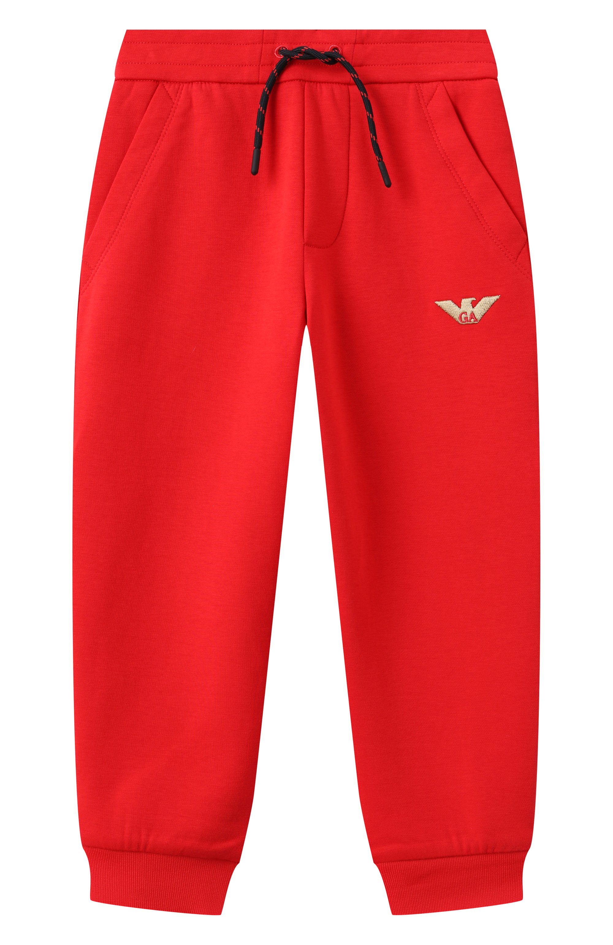 Хлопковые джоггеры EMPORIO ARMANI красного цвета по цене 20650 руб., арт. EB000263/AF10126, фото 1 Хлопковые джоггеры EMPORIO ARMANI, арт. EB000263/AF10126, фото 1