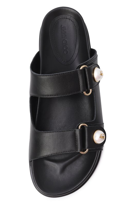 Кожаные шлепанцы Fayence Jimmy Choo FAYENCE SANDAL/SQM Чёрный  FAYENCE SANDAL/SQM Фото 6