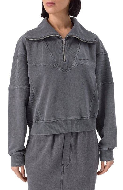 Хлопковый свитшот Isabel Marant Etoile SW0150FA/C1G03E Серый  SW0150FA/C1G03E Фото 3