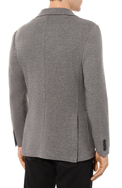 Пиджак из шерсти и хлопка CANALI серого цвета по цене 110500 руб., арт. J0147/JJ02550, фото 4 Пиджак из шерсти и хлопка CANALI, арт. J0147/JJ02550, фото 4